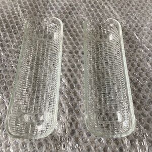 Corn on the Cob Clear Glass Holders Set of 2 Vintage Footed Dishes MCM Glassware